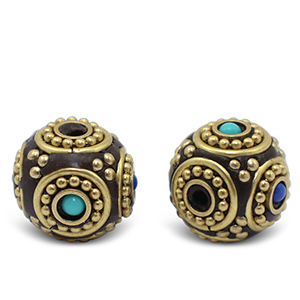 Bohemian beads Turquoise-Dark Royal Blue Antique Gold