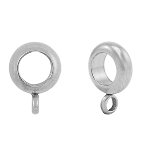 Stainless steel beads disc with eye Silver