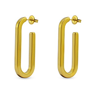 Stainless steel earrings / earpins oval Gold