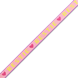 Ribbon tekst "bestie" Pink-Lime Green