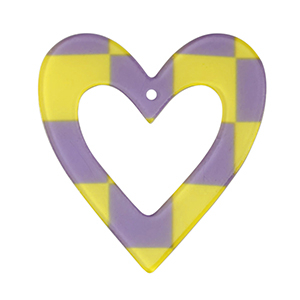 Resin pendants heart Purple-Lime Green