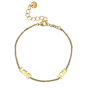 Stainless steel bracelets ''LOVE YOU'' Gold
