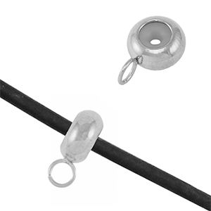 Stainless steel findings smart stopper bead with loop Silver