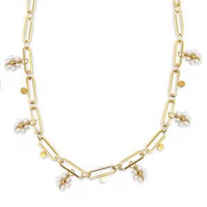 Stainless steel necklaces pearls Gold