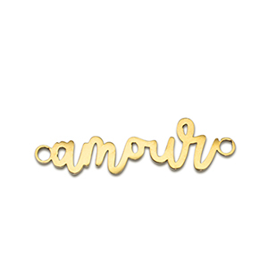 Stainless steel charms connector ''amour'' Gold