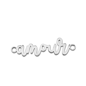 Stainless steel charms connector ''amour'' Silver
