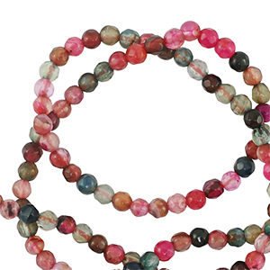 Natural stone beads 3mm faceted polished Multicolor Pink-Green