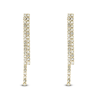 Stainless steel earrings / earpins with unequal rhinestones Gold