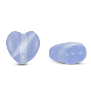 Glass beads Cat's eye heart Lavender Blue