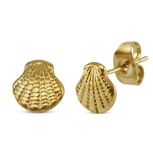Stainless steel earrings / earpins shell Gold