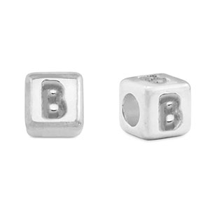 DQ B European metal letter beads Antique Silver (nickel free)