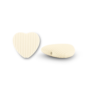Acrylic beads heart Off White