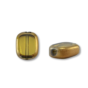 Glass beads rectangle Yellow Transparent-Gold