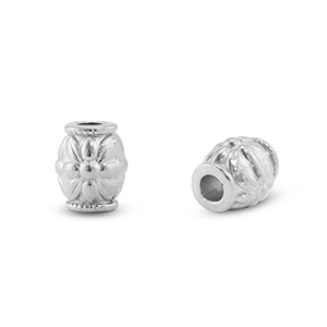 Stainless steel beads tube flower Silver
