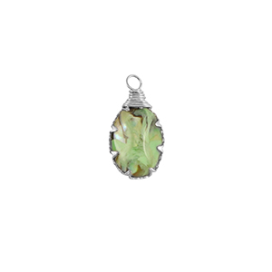 Resin pendants with imitation shell oval Silver-Ocean Green