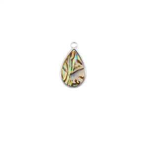 Resin pendants with imitation shell oval Silver-Taupe