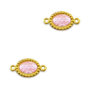 Stainless steel connectors zirconia oval Gold-Light Pink