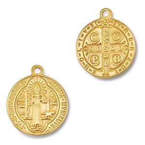 Stainless steel charms round religious Gold