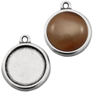 DQ European metal setting for 12mm cabochon Antique silver (nickel free)