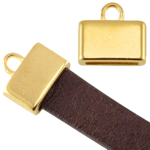 DQ European metal square end cap (for 5/10mm flat leather/aztec) Gold (nickel free)