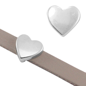 DQ metal slider heart &Oslash;5.2x2.2mm Antique silver (nickel free)