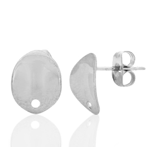 Stainless steel earrings/earpin oval with eye Silver