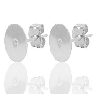DQ European metal findings earpins 10mm Antique Silver (nickel free)