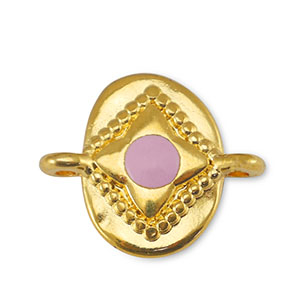 DQ European metal charms connector oval Light Pink-Gold (nickel free)