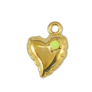DQ European metal charms heart Lime Yellow-Gold (nickel free)