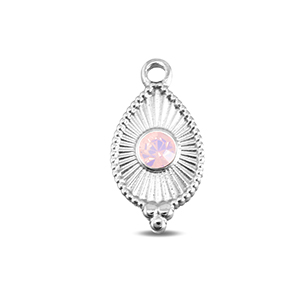 BY31&reg; Stainless steel charms drop Silver-Soft Pink Opal
