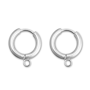 Stainless steel earrings creole with loop 13mm Silver