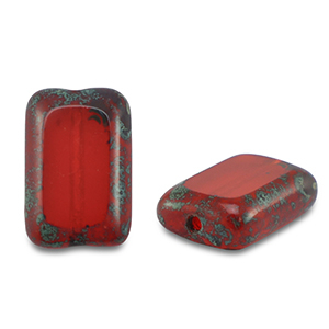 Czech Beads TCB rectangle 12x8mm Transparent Red