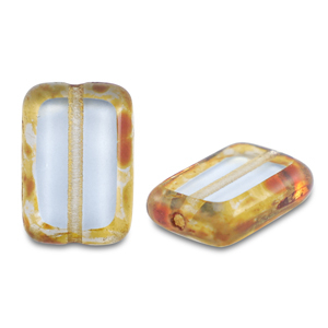 Czech Beads TCB rectangle 12x8mm Transparent-Light Blue