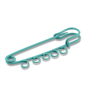 Colourful jewellery findings ornamental pin with 5 loops Teal Green