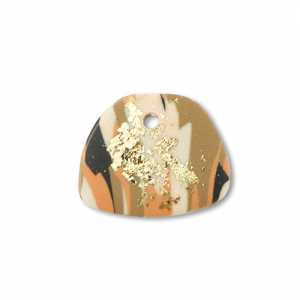 Polymer pendants trapezium Brown-Pink-White-Gold