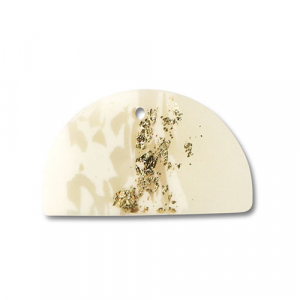 Polymer pendants semicircle Off White-Beige-Gold