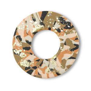 Polymer pendants round Brown-Pink-White-Gold