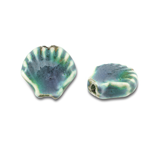Beads ceramic shell Teal Blue