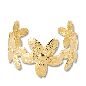Stainless steel bracelets bangle flower Gold