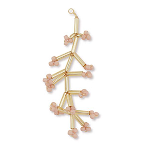 Glass seed beads charms flower Gold-Vintage Pink