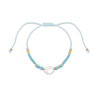 Ready-made Bracelets mixed beads Light Blue-White-Gold