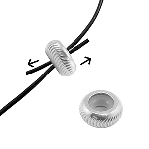Stainless steel findings smart stopper bead with motif 7mm Silver