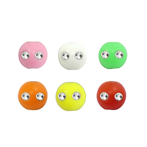 6 mm acrylic beads with rhinestone-look Multicolour-Silver