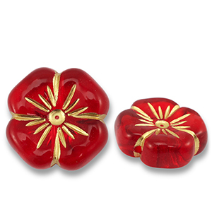 Acrylic beads flower Red-Gold