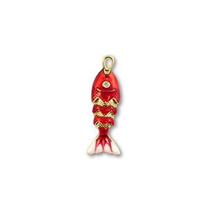 Eco-brass&reg; metal charms fish Gold-Red-White