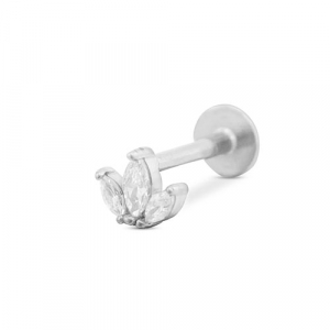 Stainless steel ear piercing leaf Silver