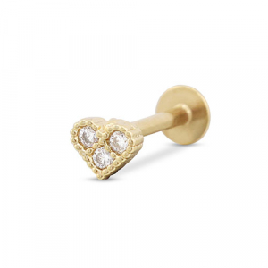Stainless steel ear piercing heart Gold
