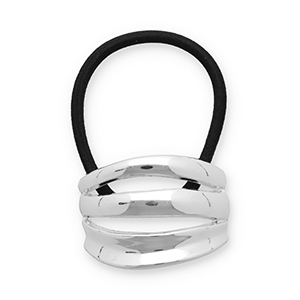 Hair accessories hair tie with metal Silver-Black