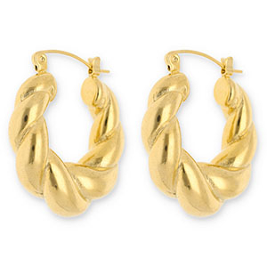 Stainless steel earrings / earpins creoles twisted Gold
