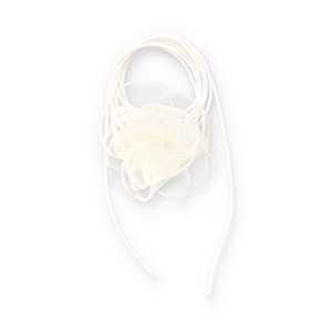 Flower choker organza Off White